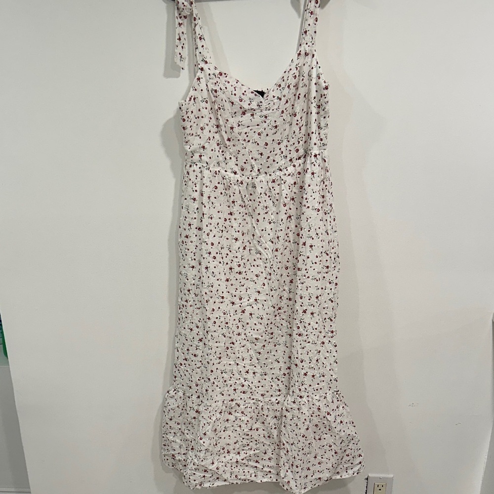 Lulu's White and Red Floral Midi Dress - Picture 3 of 8